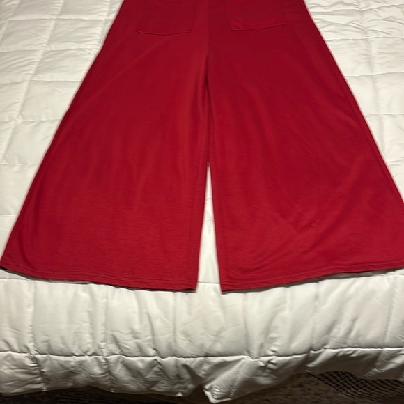 Red Sleeveless Jumpsuit with Bib-Front Design size M - Picture 3 of 11